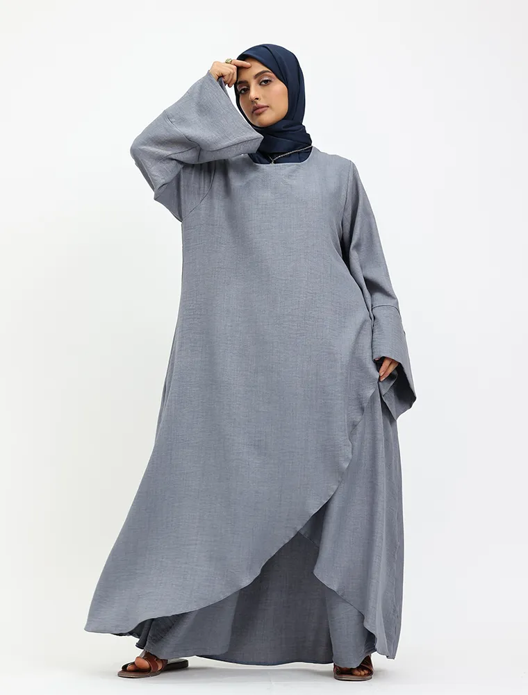 Denim Linen Feel Wrap Co Ord Set